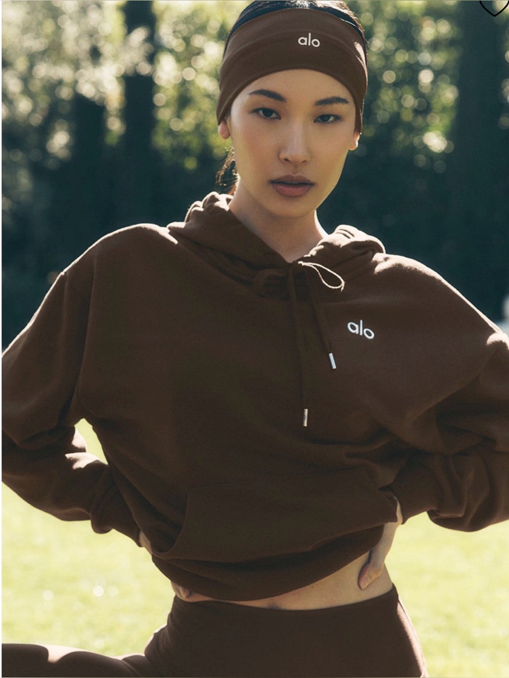 ALO SET espresso wide leg pants and hoodie